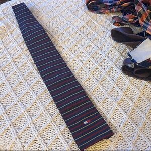 Tommy Hilfiger Striped Navy and Red Men's Tie-